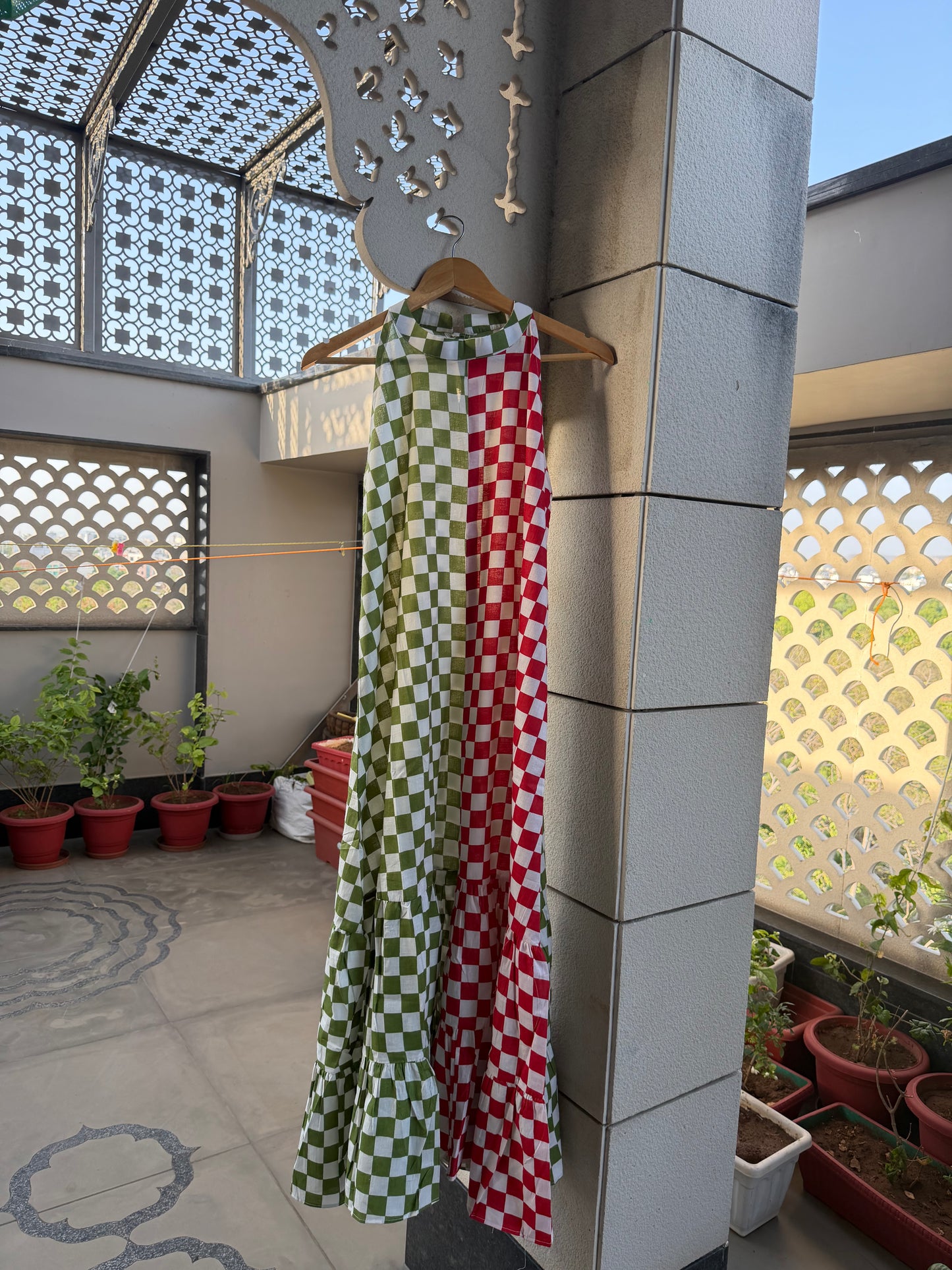 Dual Gingham Dress