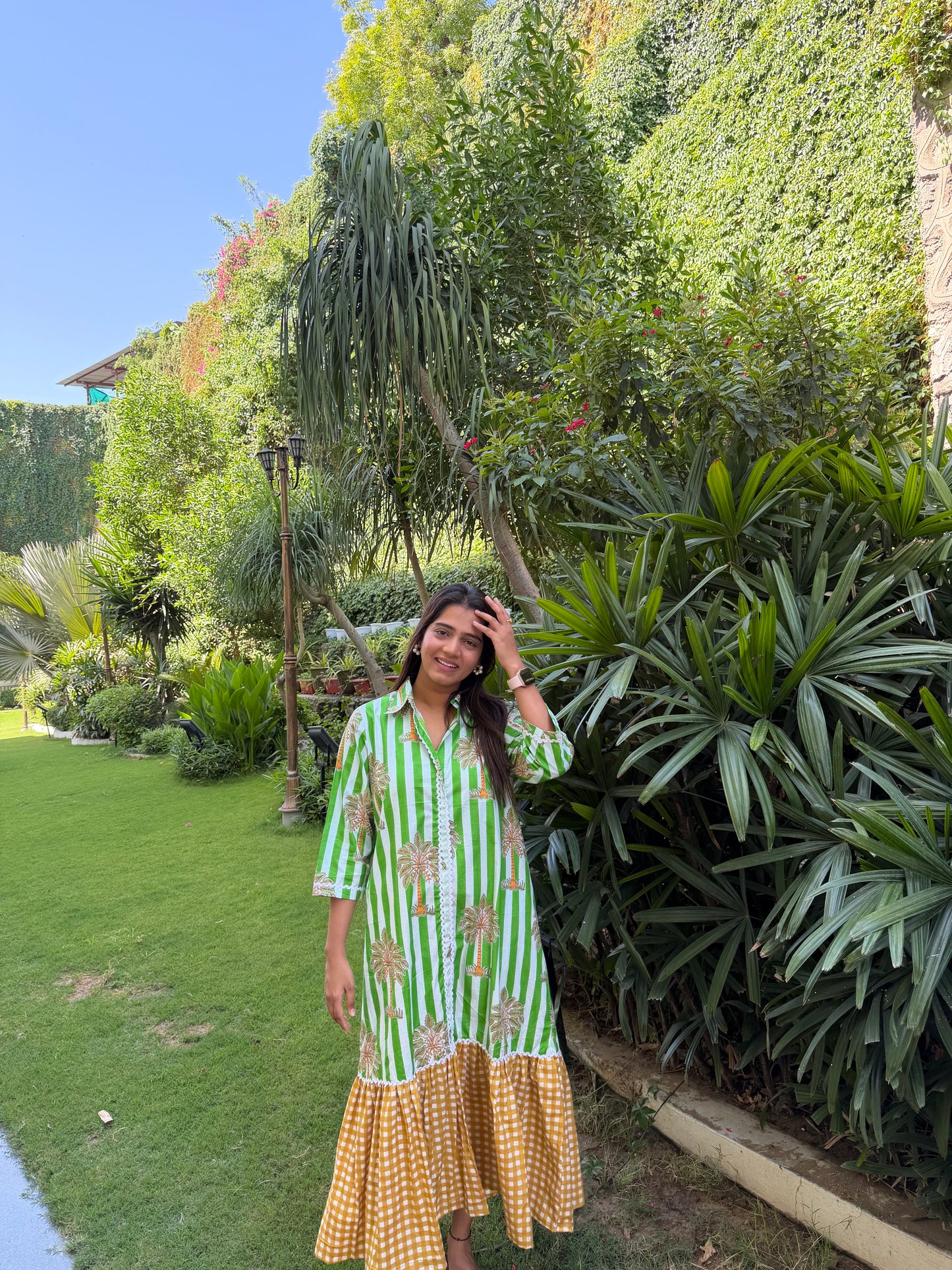 Palm Gingham Dress