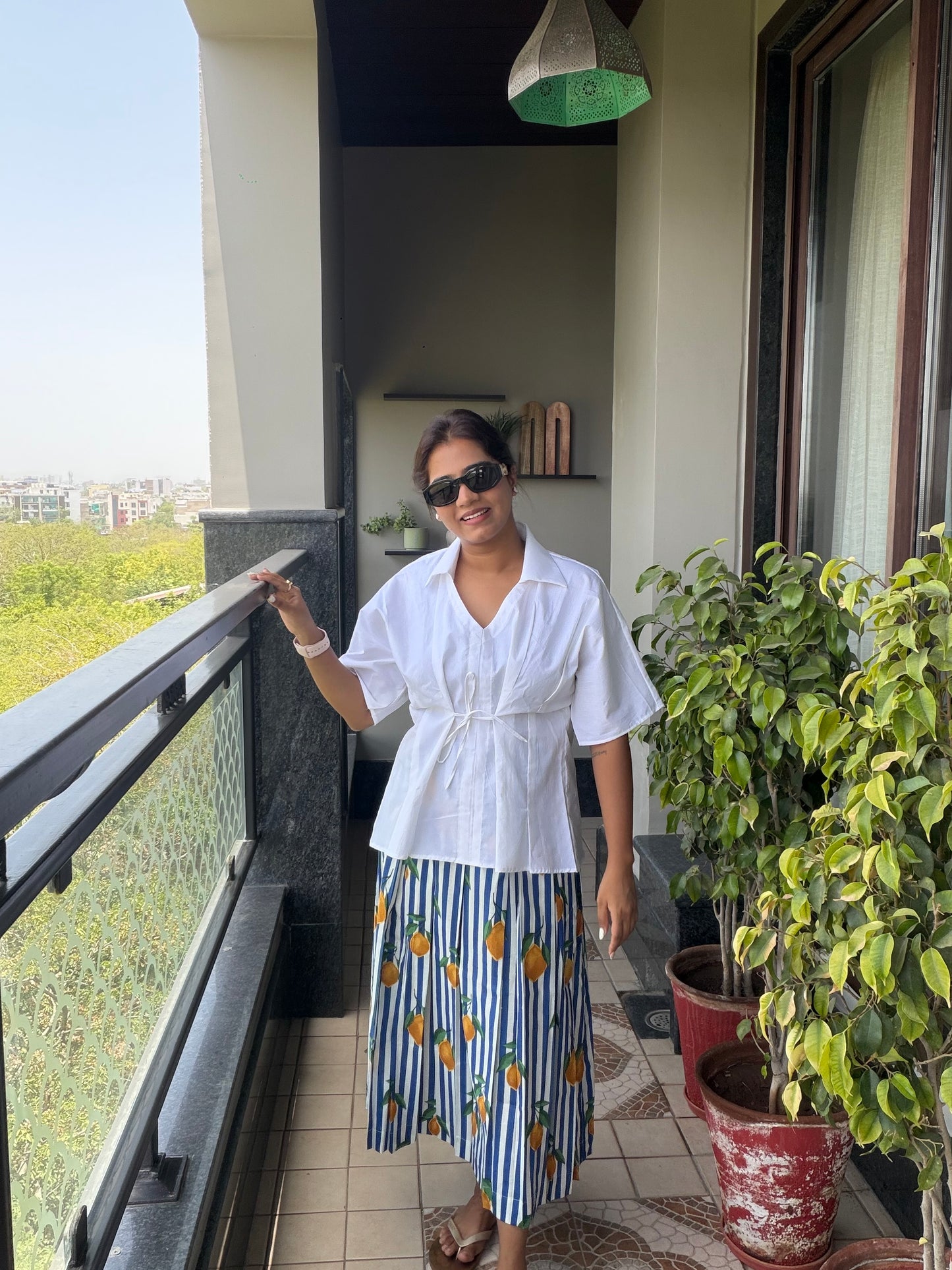 Lemon skirt and white top set