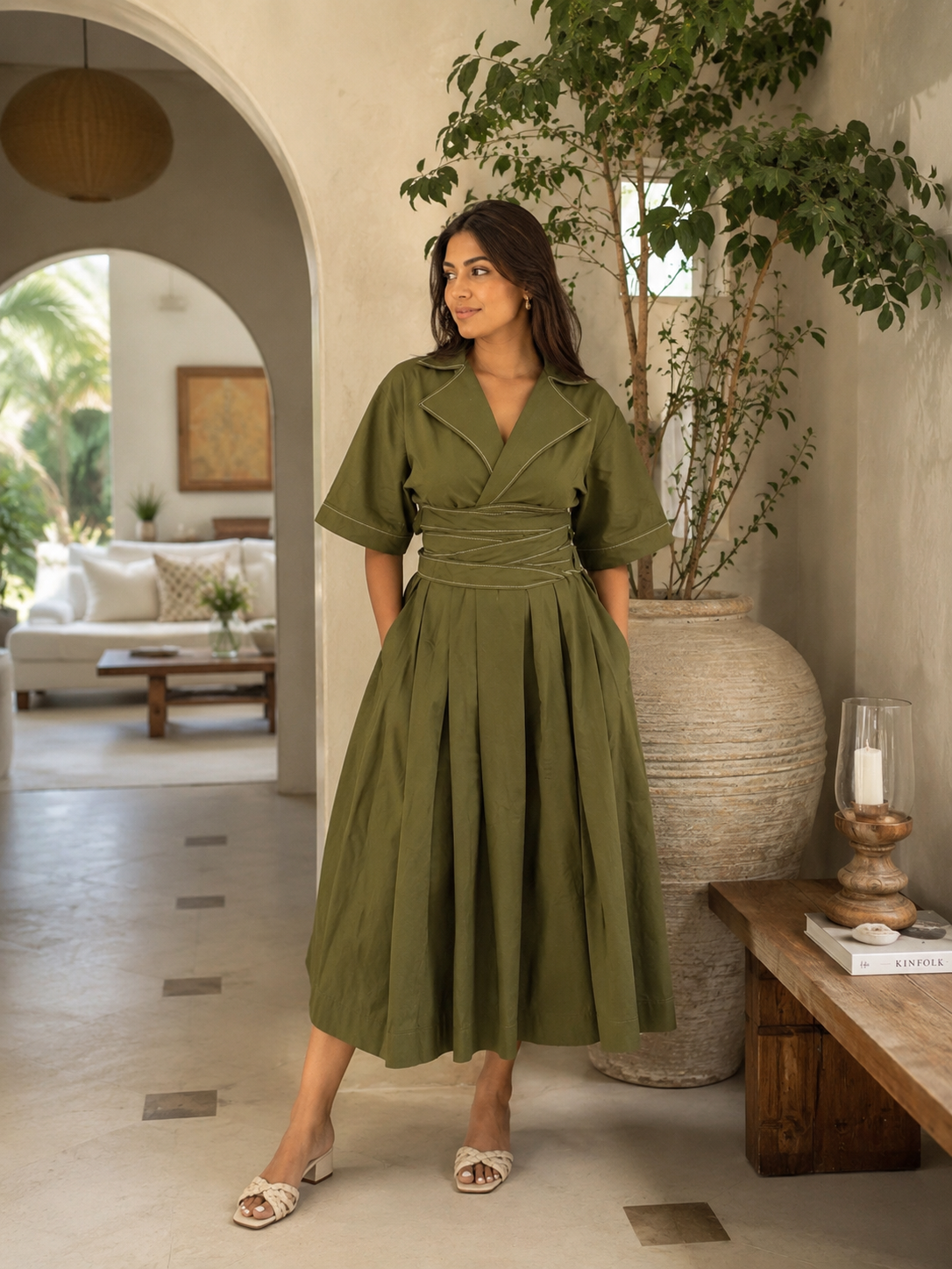 Olive wrap dress