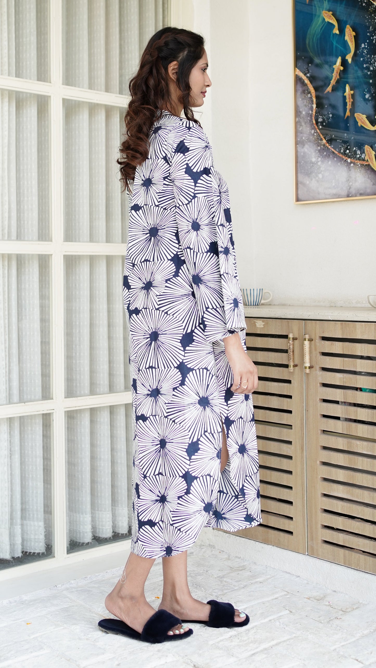 Red Floral Robe: A Burst Of Boldness