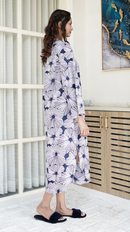 Red Floral Robe: A Burst Of Boldness