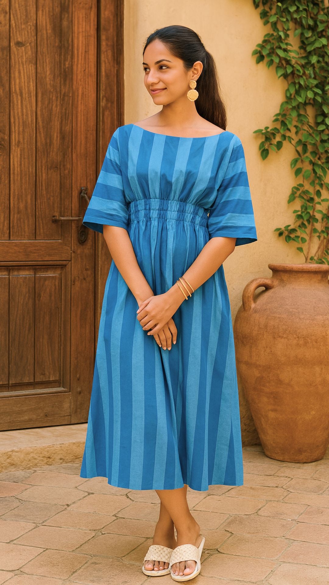 Stripes Smocking Dress