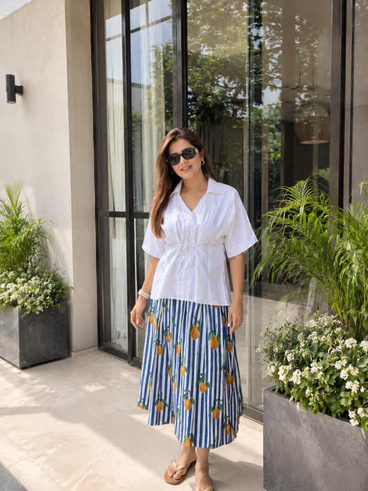 Lemon skirt and white top set