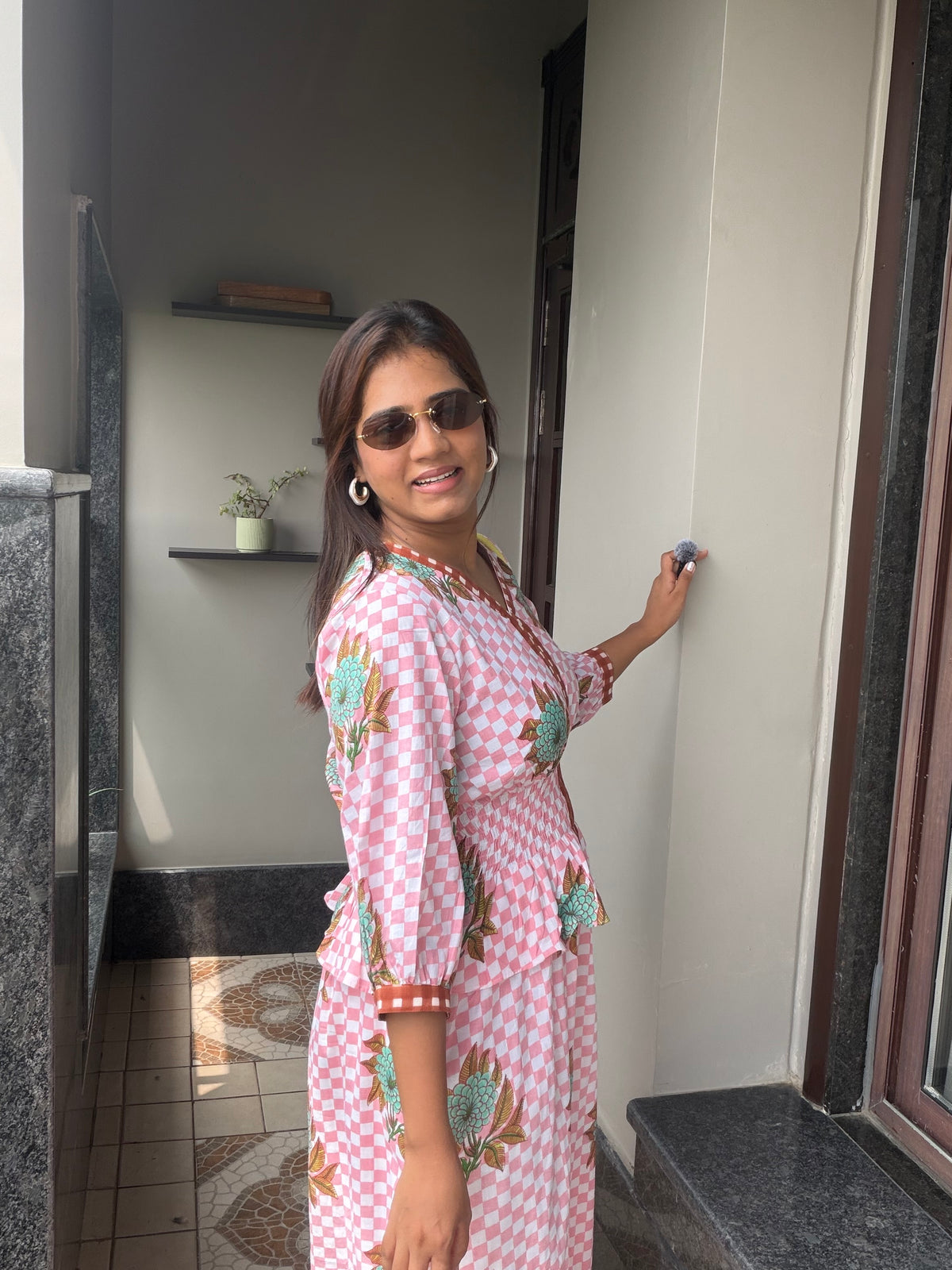 Gingham bloom dress