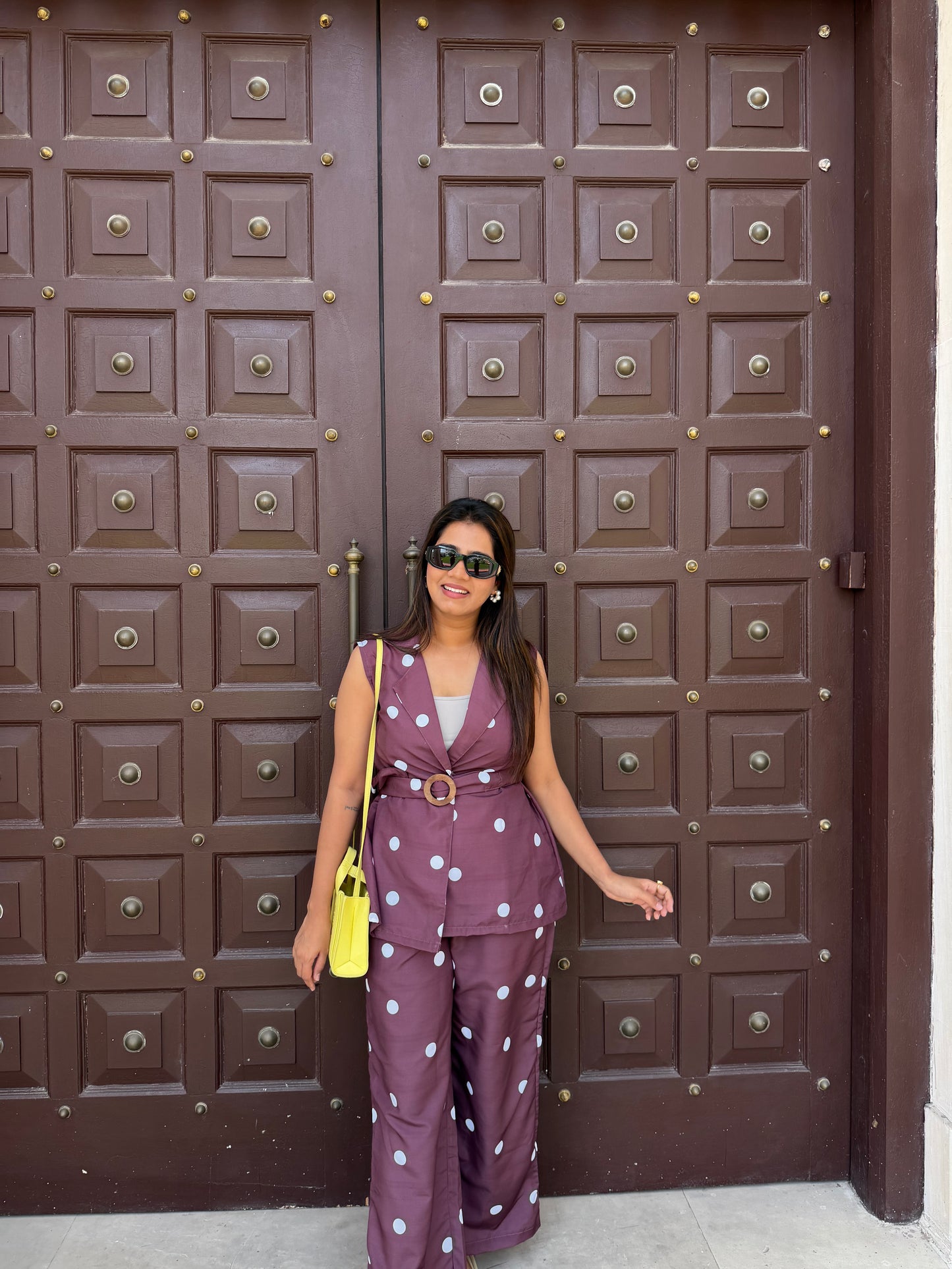 Brown Polka Dot Blazer Set