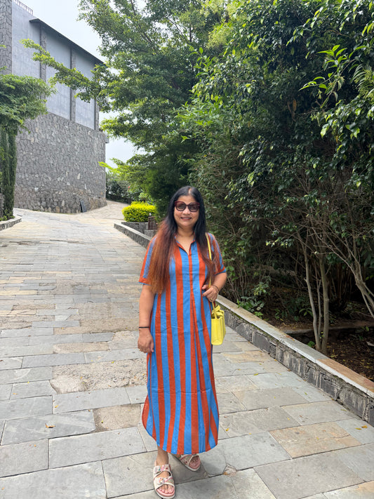 Rust stripes dress