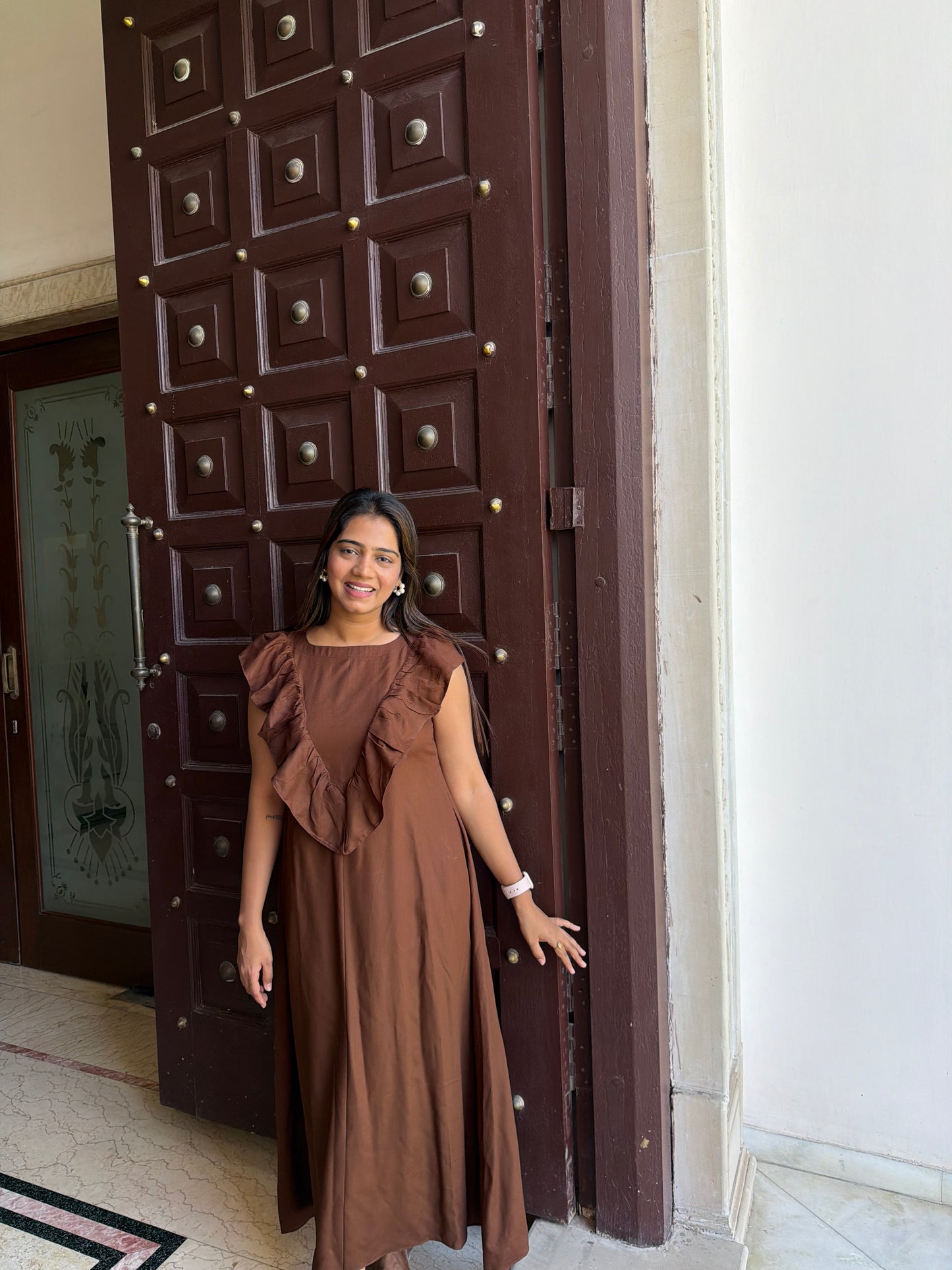 Brown Ruffle Dress