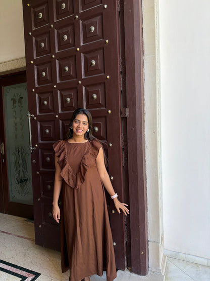 Brown Ruffle Dress