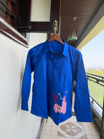 Blue patch work shirt