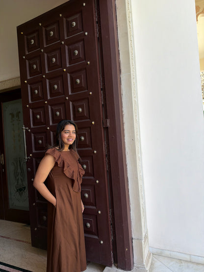 Brown Ruffle Dress