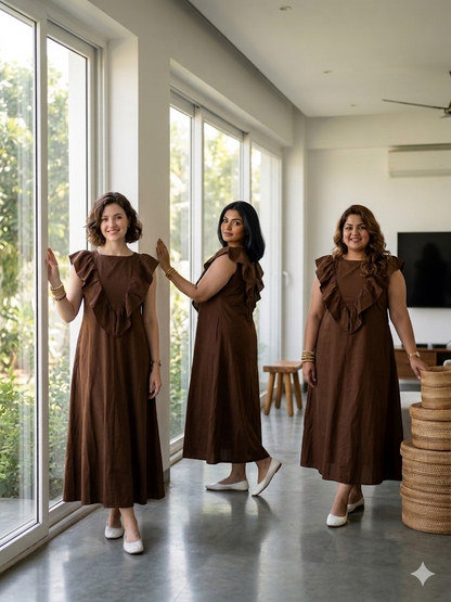 Brown Ruffle Dress