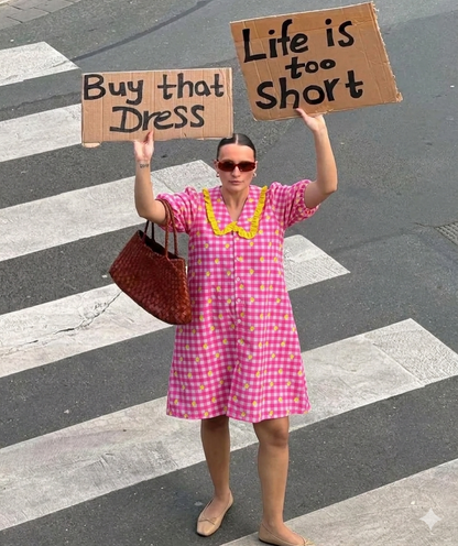 Lemon Gingham Frill Dress