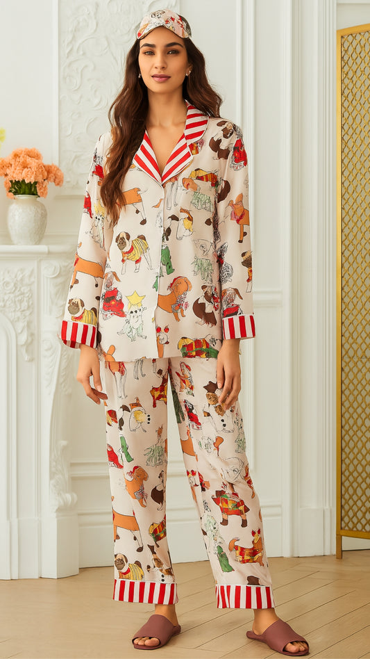 Paw Satin Pyjama Set