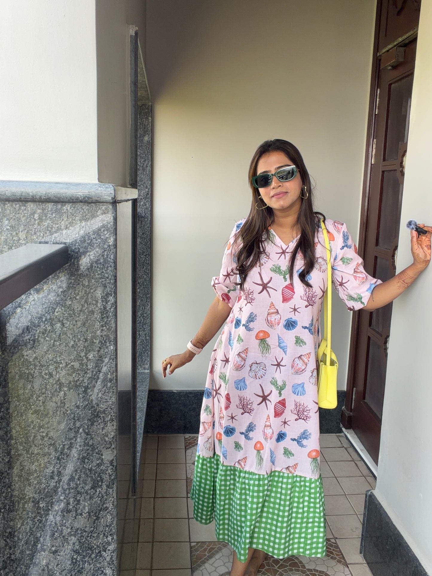 Shell Gingham Dress