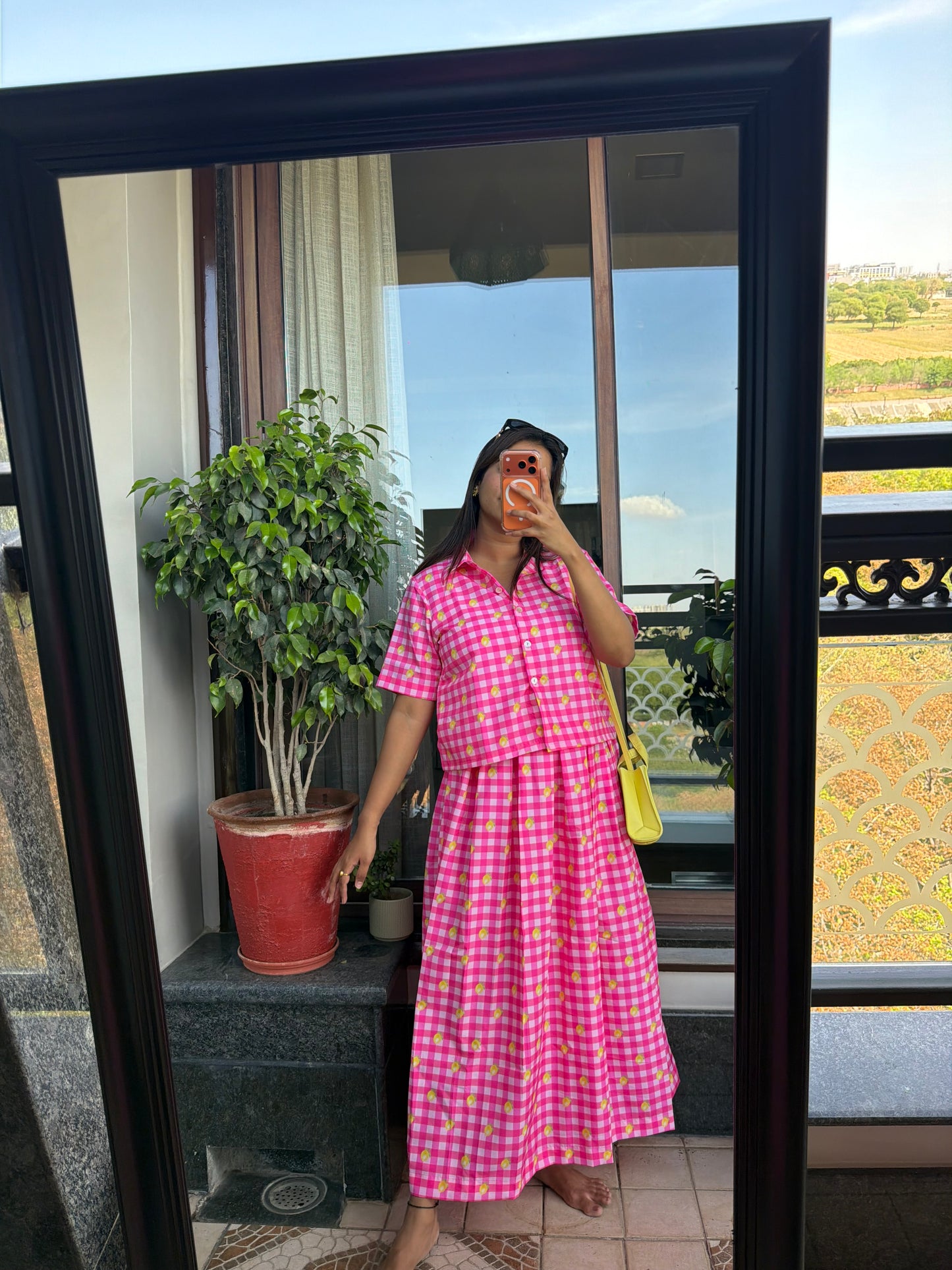 Gingham Lemon Skirt Set