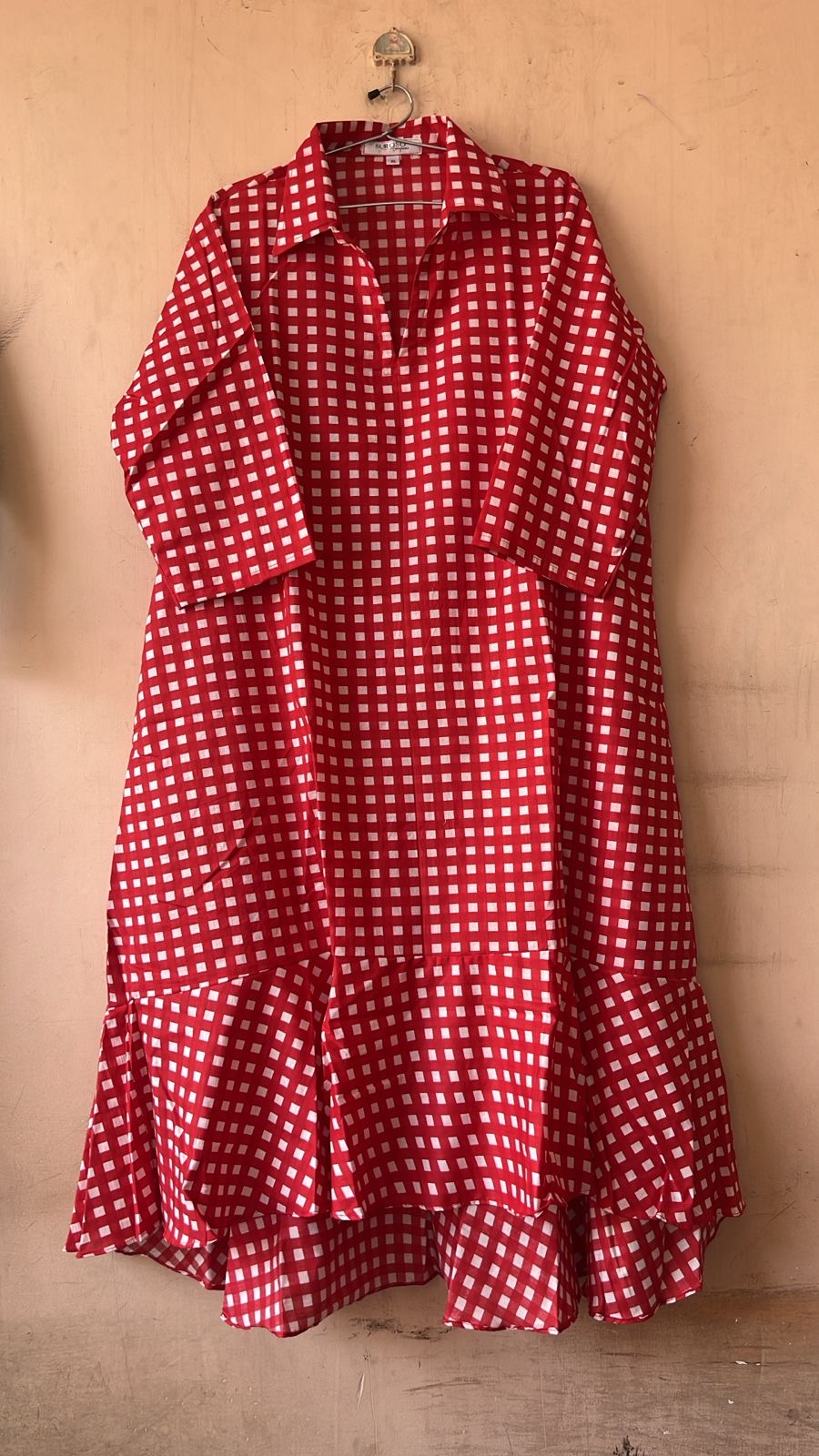 Gingham frill dress