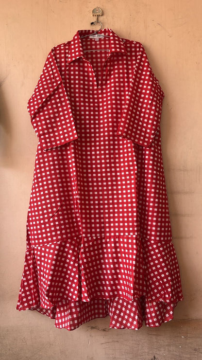 Gingham frill dress