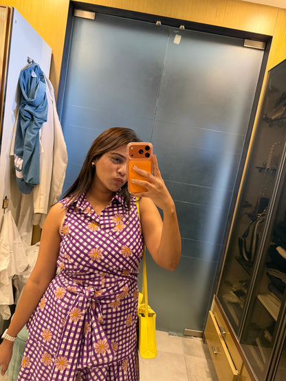 Purple Gingham Skirt Set