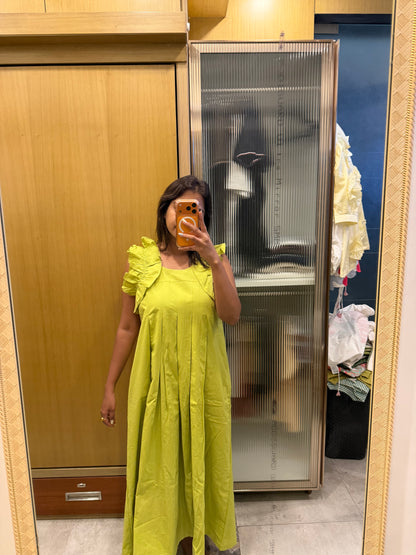 Green ruffle dress