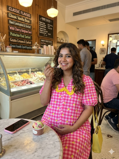 Lemon Gingham Frill Dress