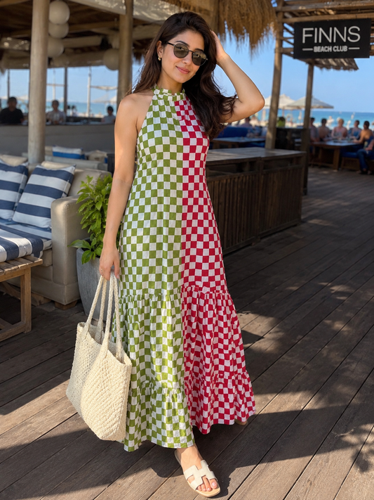 Dual Gingham Dress
