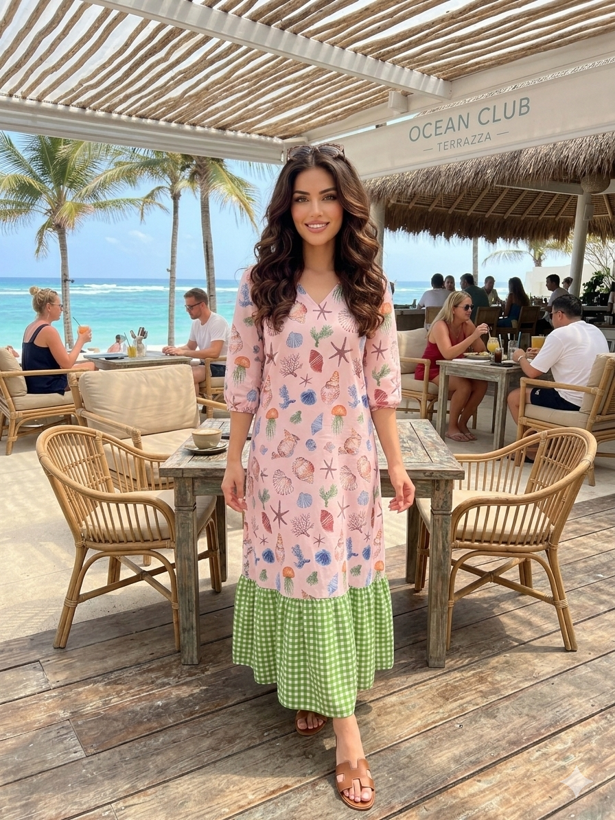 Shell Gingham Dress