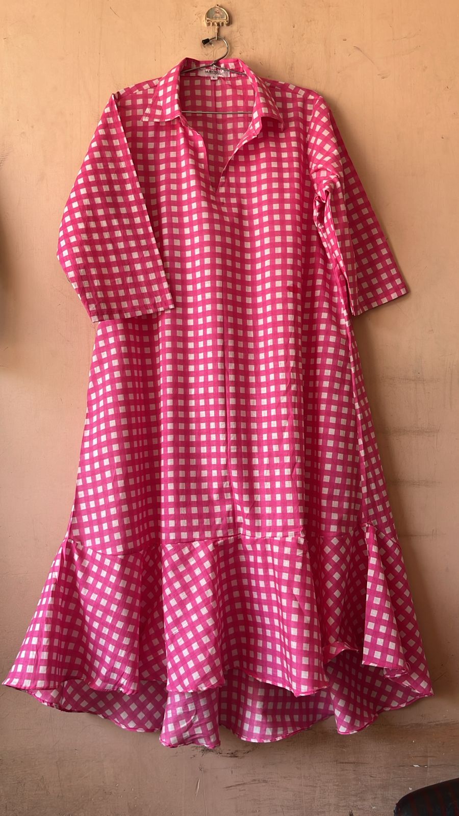 Gingham frill dress