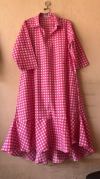 Gingham frill dress