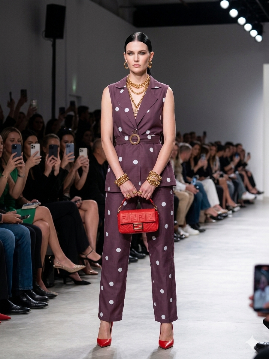 Brown Polka Dot Blazer Set