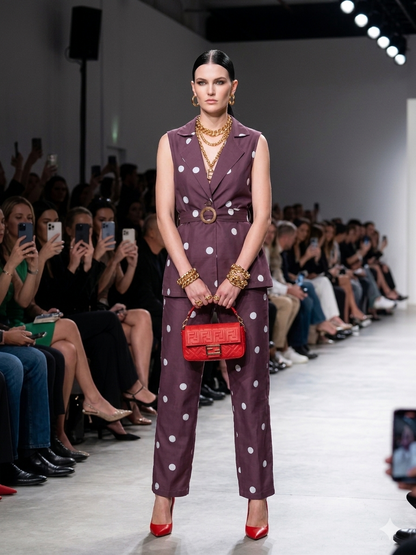 Brown Polka Dot Blazer Set