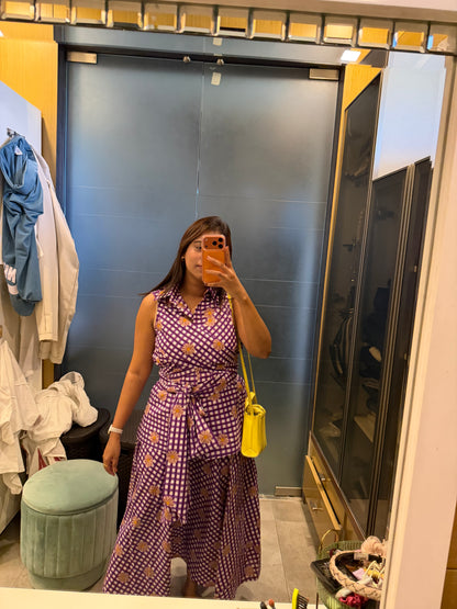 Purple Gingham Skirt Set