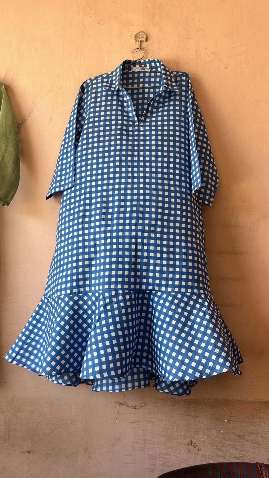 Gingham frill dress