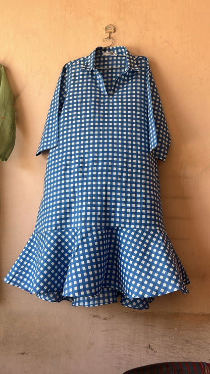 Gingham frill dress