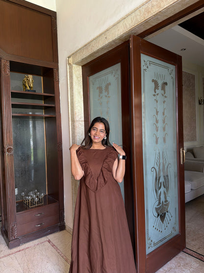 Brown Ruffle Dress