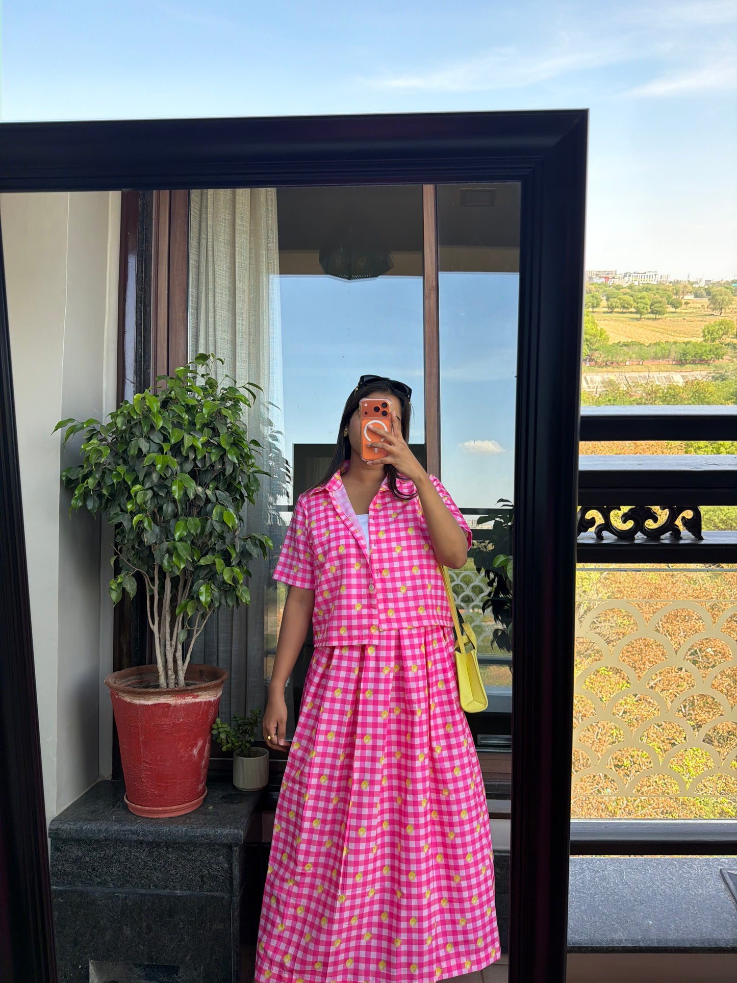 Gingham Lemon Skirt Set