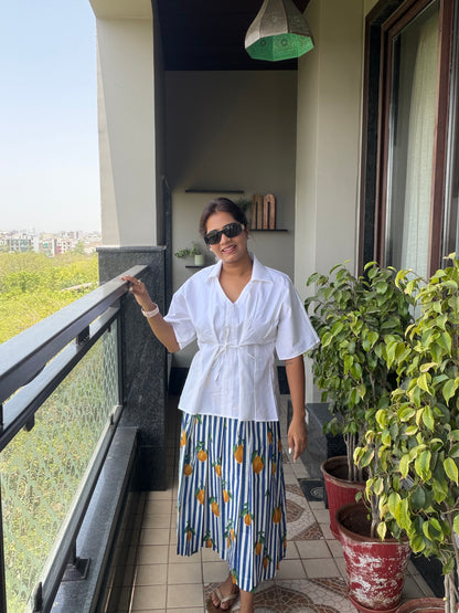 Lemon skirt and white top set