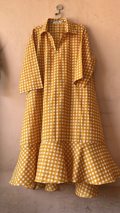Gingham frill dress