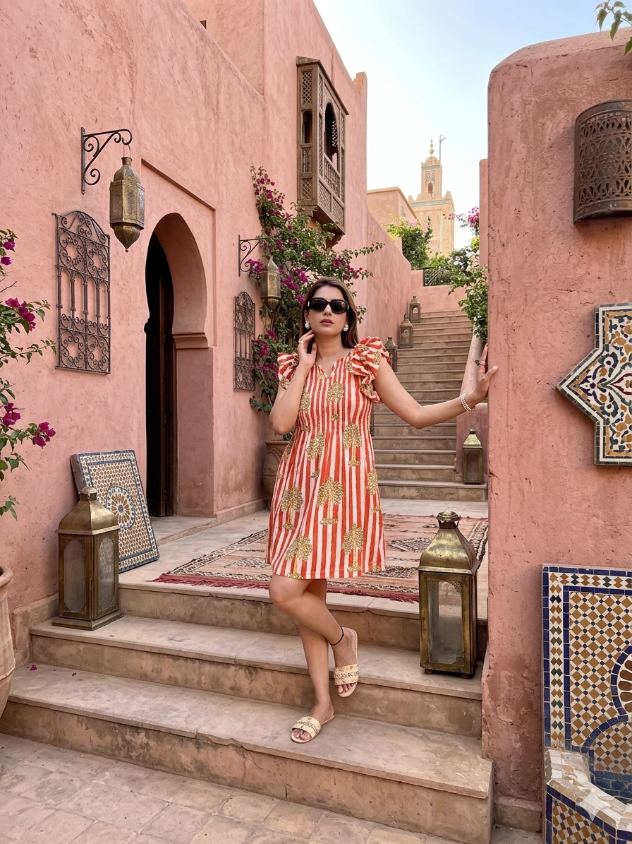 Palm Ruffe Dress