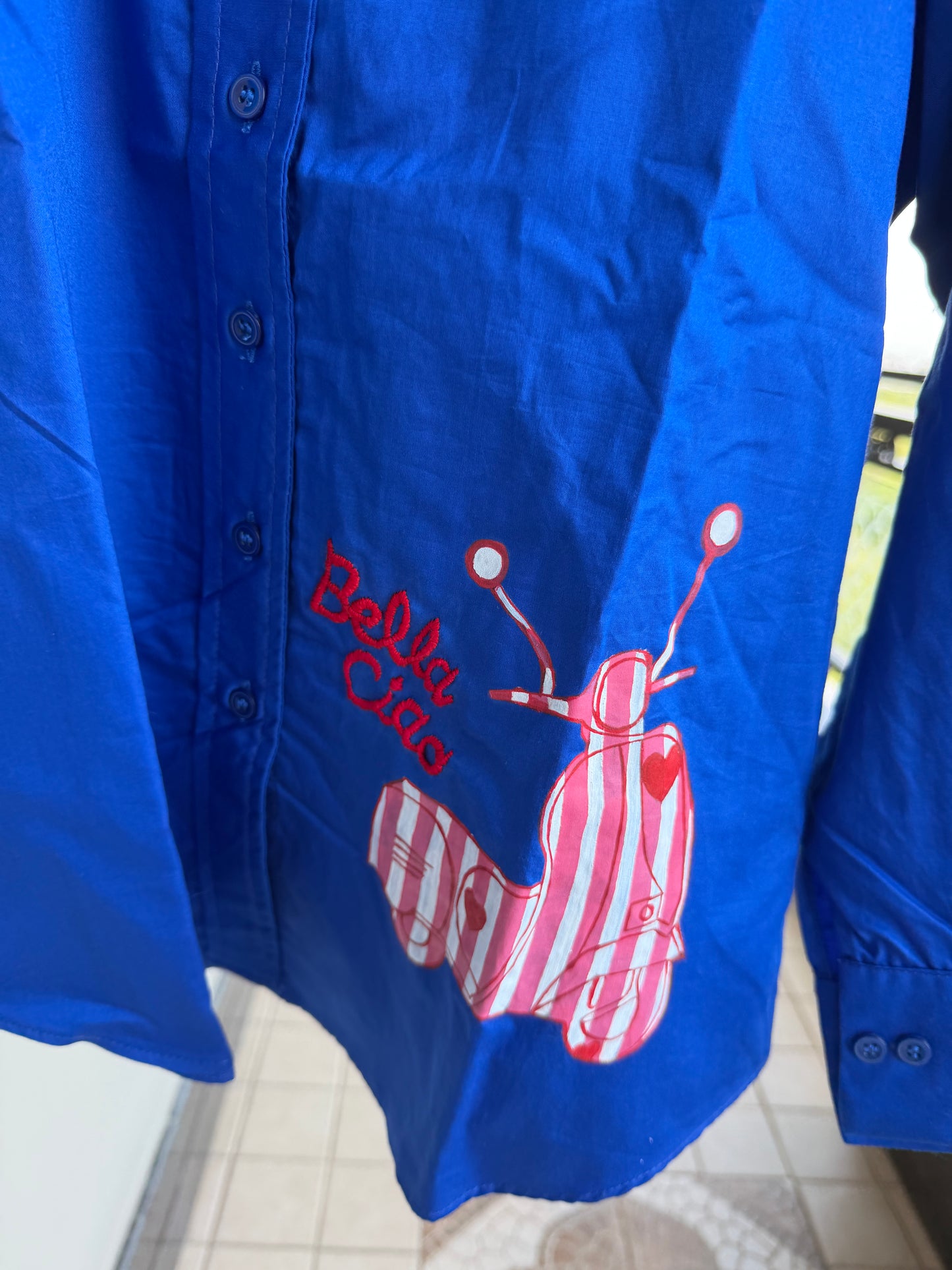 Blue patch work shirt