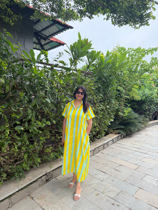 Yellow stripes dress