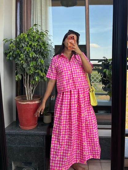 Gingham Lemon Skirt Set