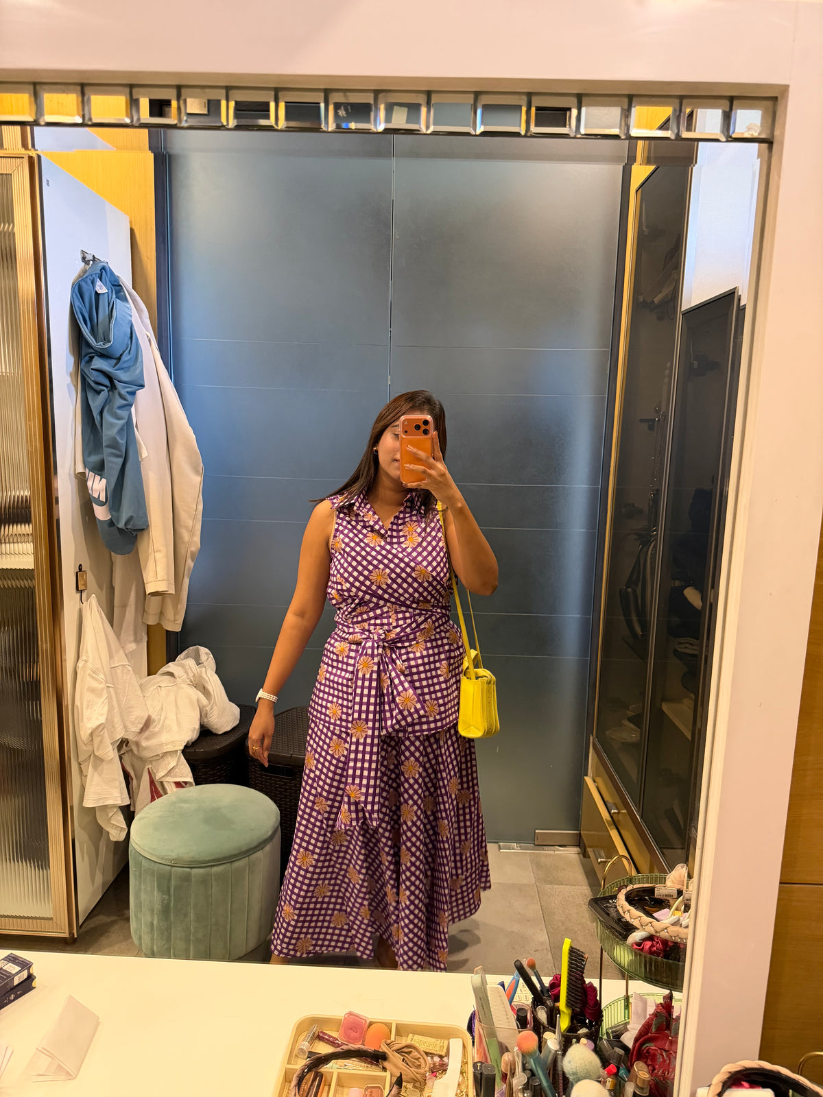 Purple Gingham Skirt Set