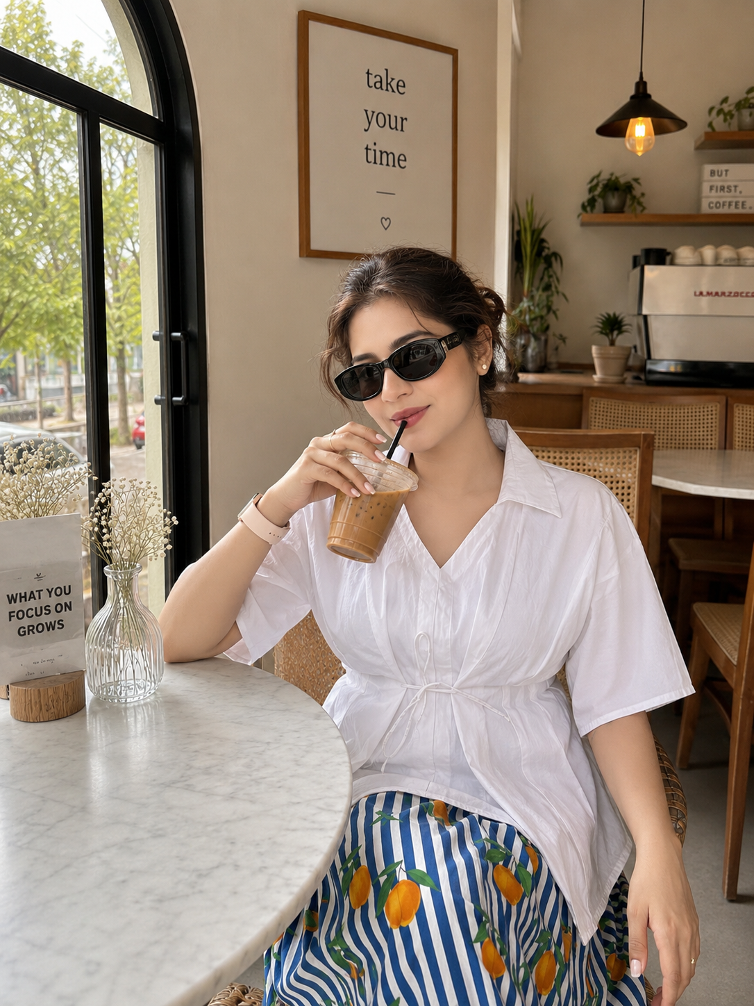 Lemon skirt and white top set