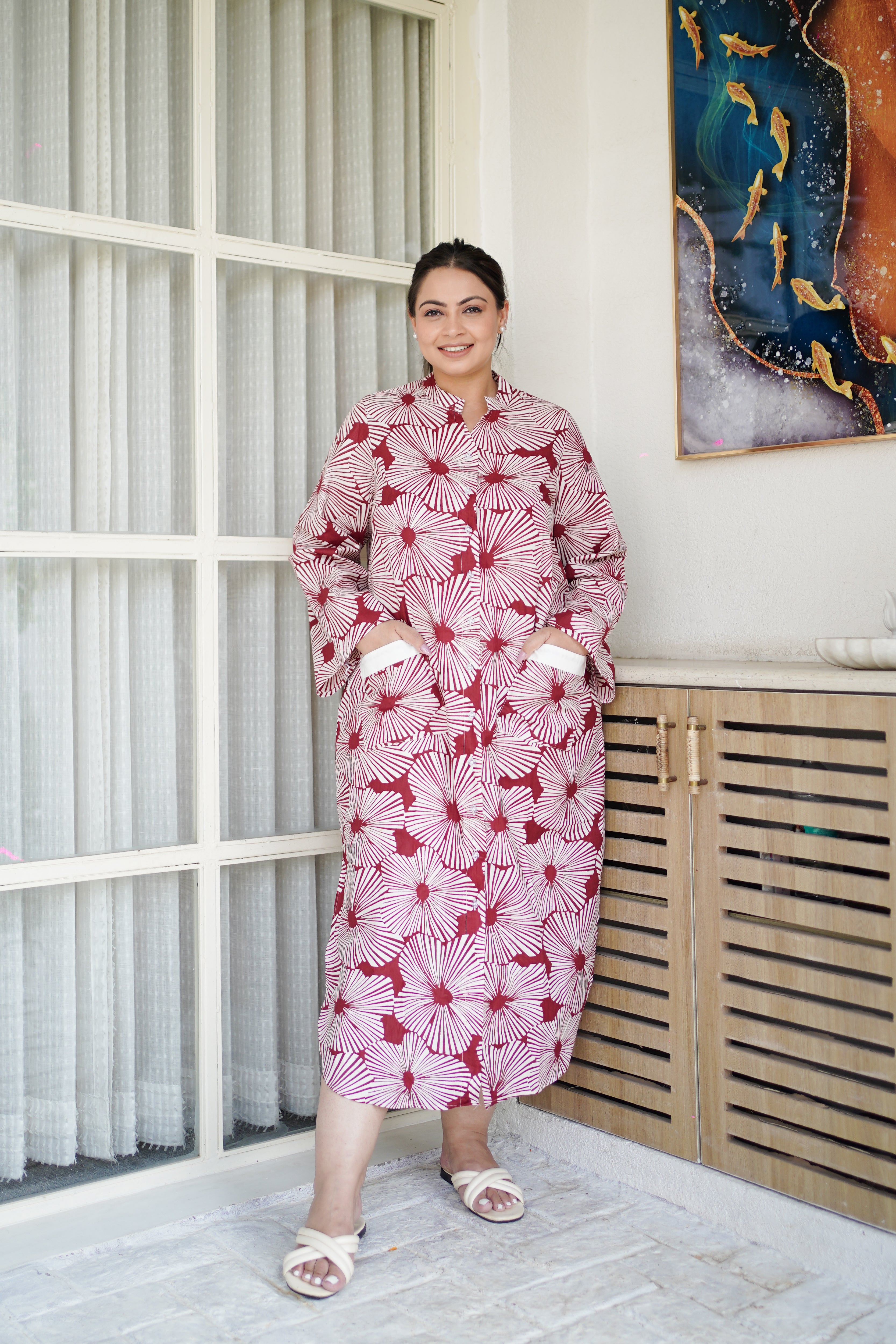 Tranquil Blue Floral Robe