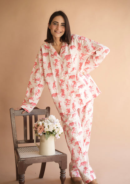 Gulabi Cheetah Pyjama Set