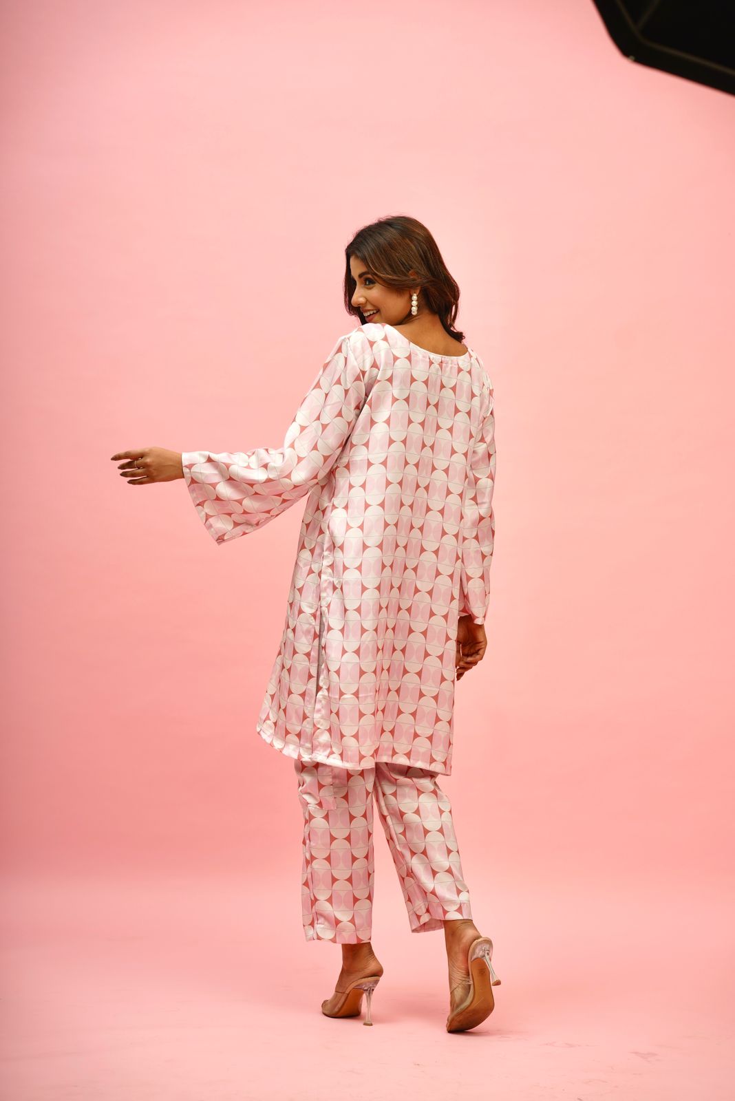 Pink Champagne Set With Cargo Pants
