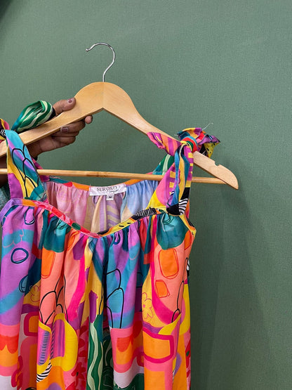 Satin Abstract Slip Dress