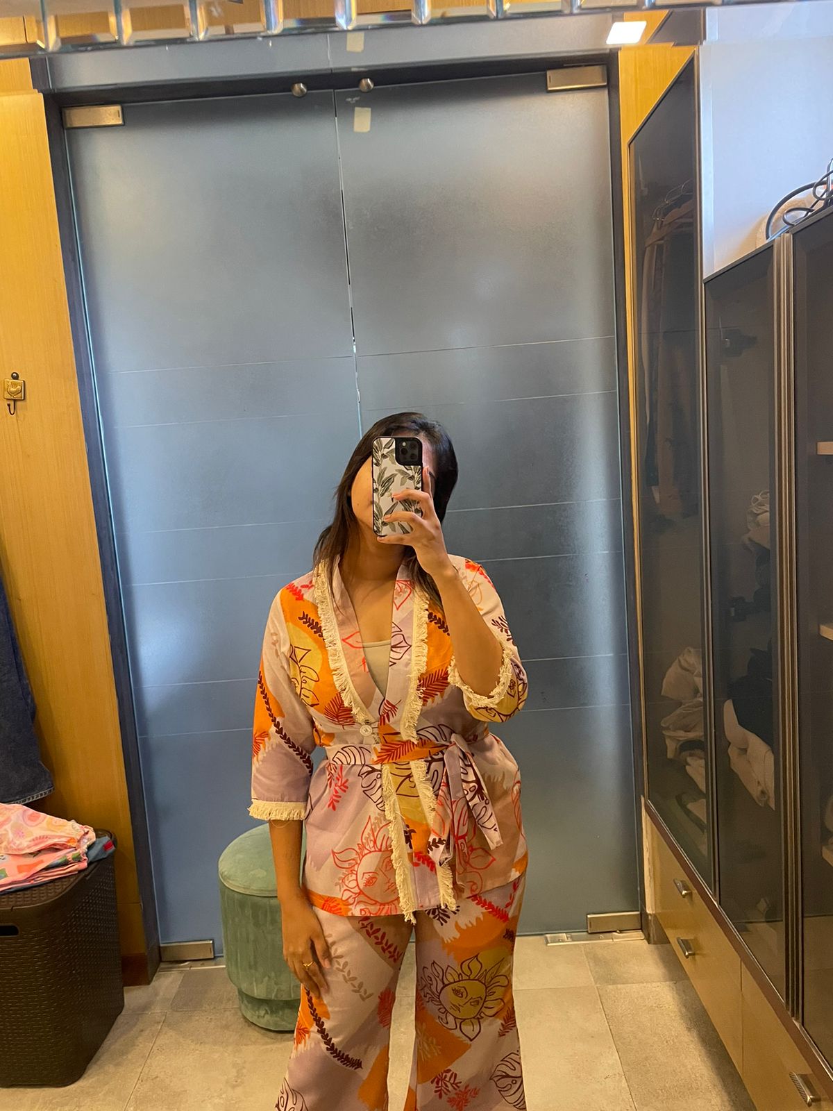 Kimono Blazer With Bell Bottom Pants.