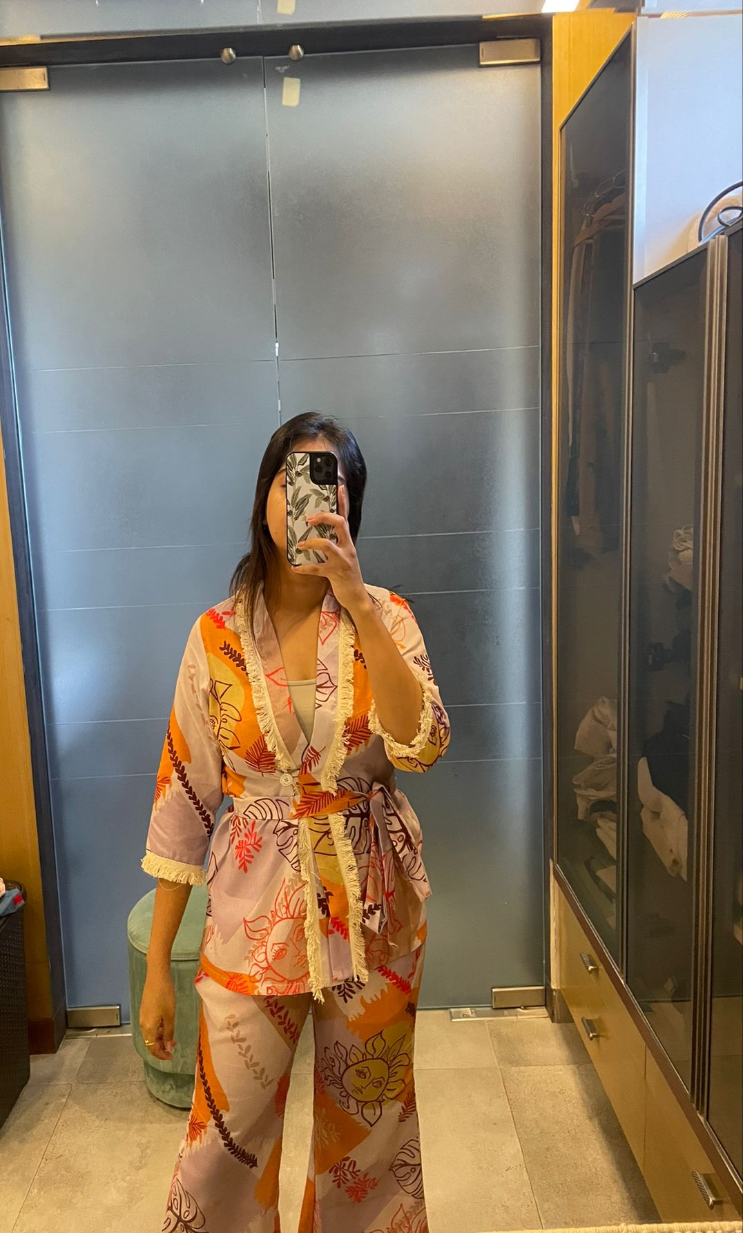 Kimono Blazer With Bell Bottom Pants.